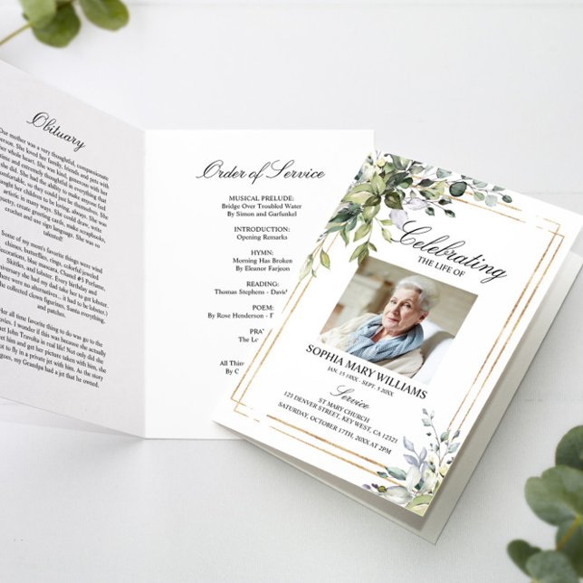 Funeral Order of Service | Green Memorial Program (Creator Uploaded)