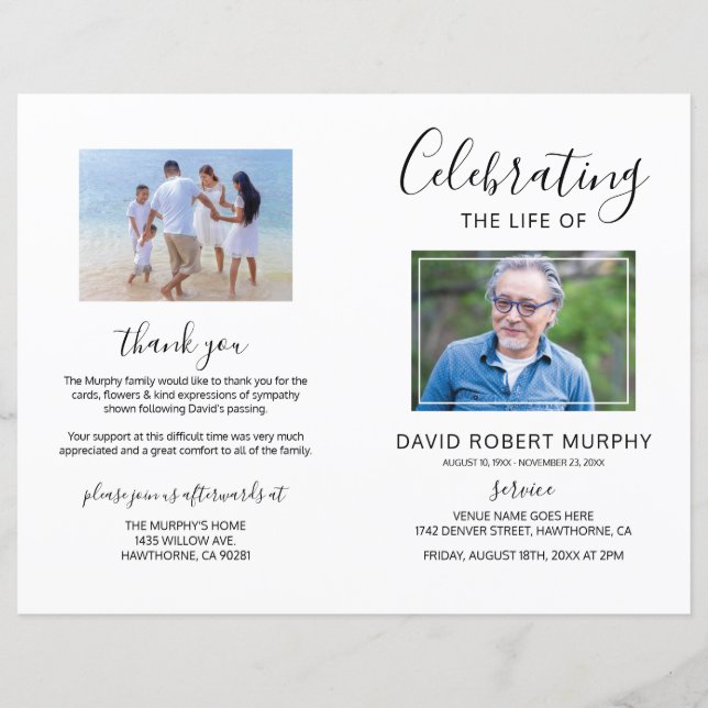 Funeral Order of Service | Photo Memorial Program (Front)