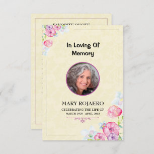 Funeral order of service Program card