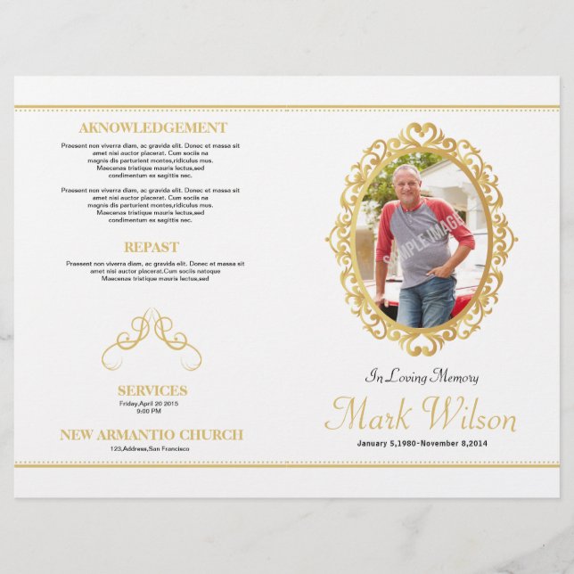 Funeral Order Of Service Program Template Flyer (Front)