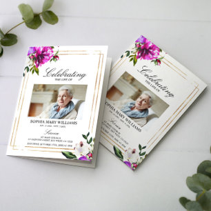 Funeral Order of Service   Purple Flowers  Program