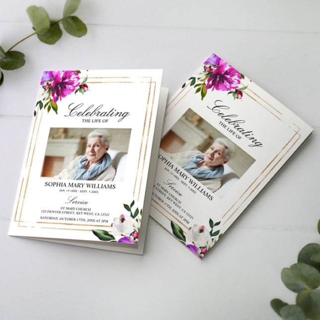 Funeral Order of Service | Purple Flowers  Program (Creator Uploaded)