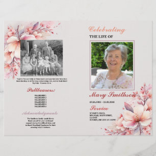 Funeral Order Service Celebration of Life Flowers  Flyer