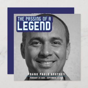 Funeral passing of a legend modern blue poem card