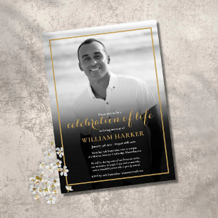 Funeral Photo Black and White Celebration of Life Invitation