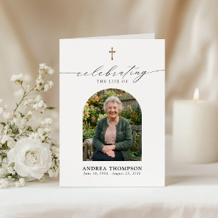 Funeral Photo Christian Cross Order of Service Program