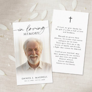 Funeral Photo Cross In Loving Memory Prayer Card