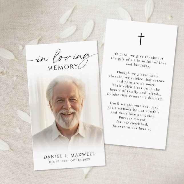 Funeral Photo Cross In Loving Memory Prayer Card (Creator Uploaded)