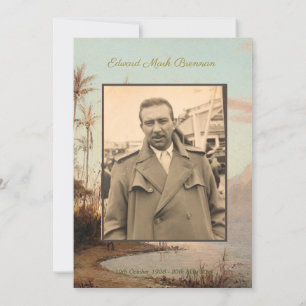 Funeral Photo Elegant Tropical Island Palm Trees Invitation