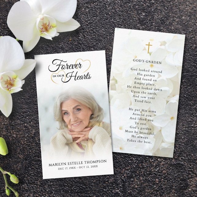 Funeral Photo God's Garden Cross Prayer Card (Creator Uploaded)