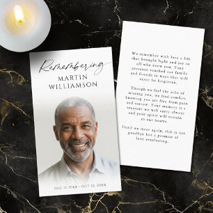 Funeral Photo Remembering Name Modern Prayer Card
