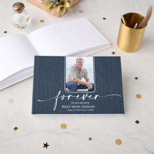 Funeral Photo Sympathy Memorial Denim Guest Book