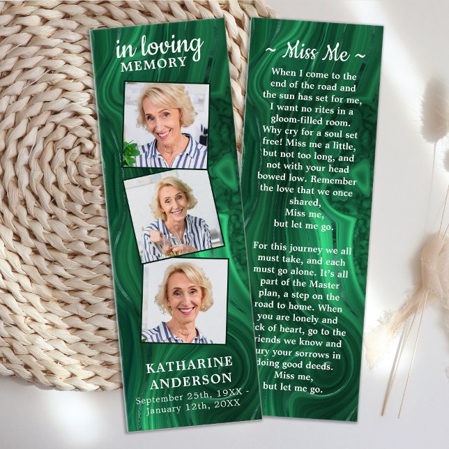 Funeral Prayer Bookmark 3 Photo Green Marble (Creator Uploaded)