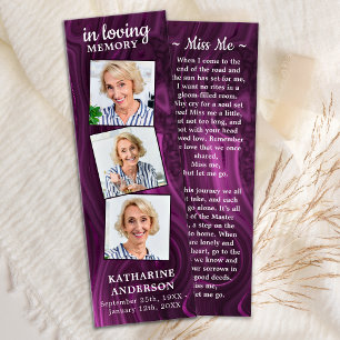 Funeral Prayer Bookmark 3 Photo Poem Purple Marble