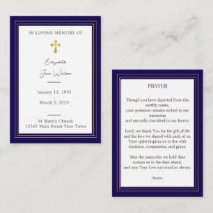  Funeral Prayer Card  Floral Cross 