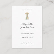 Funeral Prayer Card Floral Cross