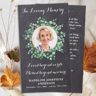 Funeral Prayer Card Rustic Elegant Greenery