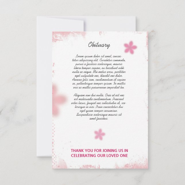 Funeral Prayer Card Template (Back)