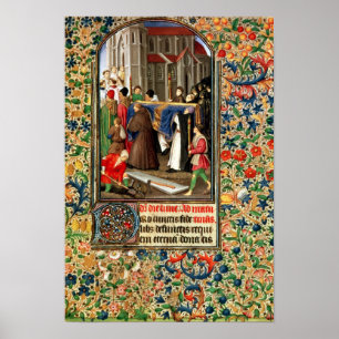 Funeral procession with grave-diggers poster