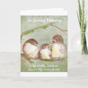 Funeral Program Custom Watercolor Sparrow Bird