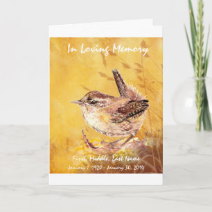 Funeral Program Custom Watercolor Wren Bird