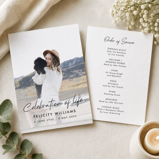 Funeral Program | Memorial Photo Order of Service (Personalized funeral program with photo front and order of service for memorial guests.)