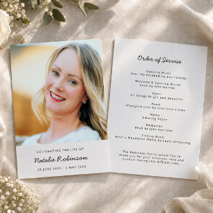 Funeral Program Memorial Photo Order of Service