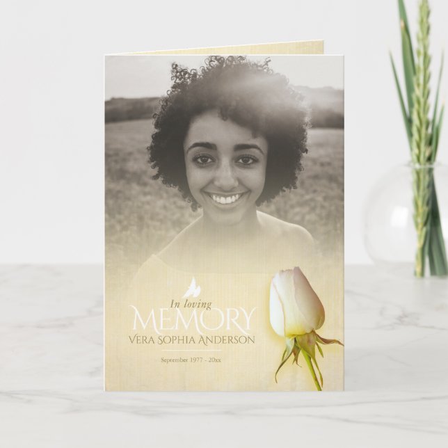 Funeral program order of service cream rose (Front)