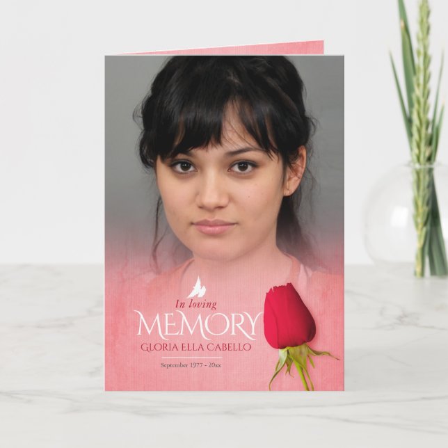 Funeral program order of service red rose (Front)