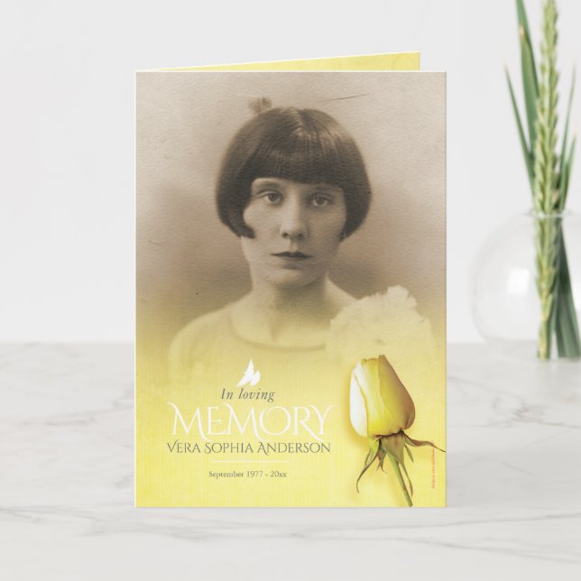 Funeral program order of service yellow rose (Front)