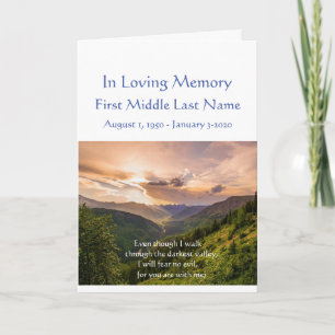 Funeral Program Psalm 23 Walk through Valley