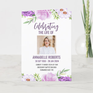 Funeral Program - Purple and Pink Flowers Design