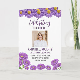 Funeral Program - Purple Gerberas Design
