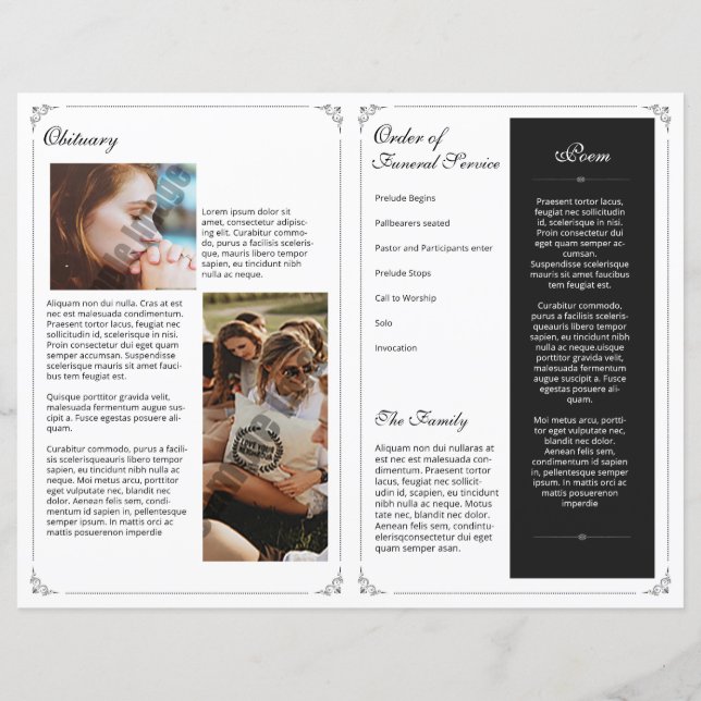 Funeral Program Template, (Back)