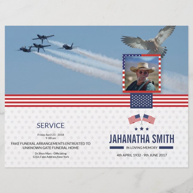 Funeral Program Template for Military Army (Front)