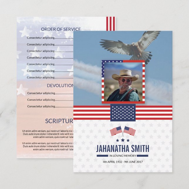 Funeral Program Template for Military Army (Front/Back)
