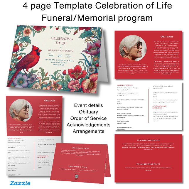 Funeral Program Template Memorial Celebration Life (Creator Uploaded)