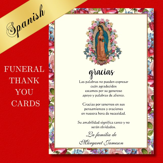 Funeral Religious Guadalupe Condolence Sympathy  Thank You Card (Creator Uploaded)