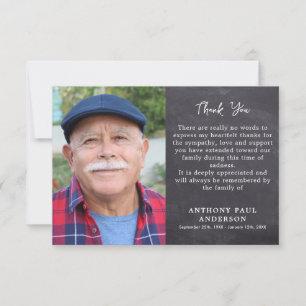 Funeral Rustic Memorial Loving Memory Photo Thank You Card