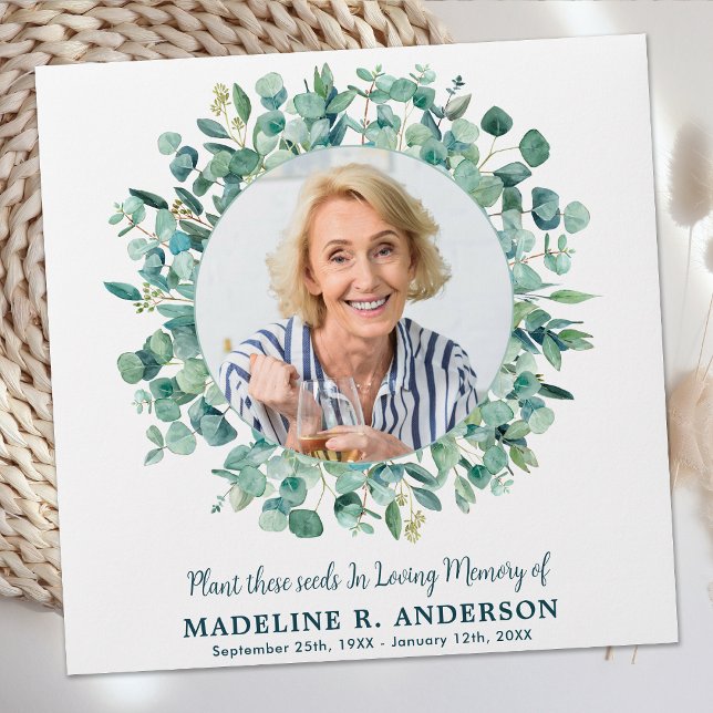 Funeral Seed Packet Modern Photo Greenery Memorial Envelope (Creator Uploaded)