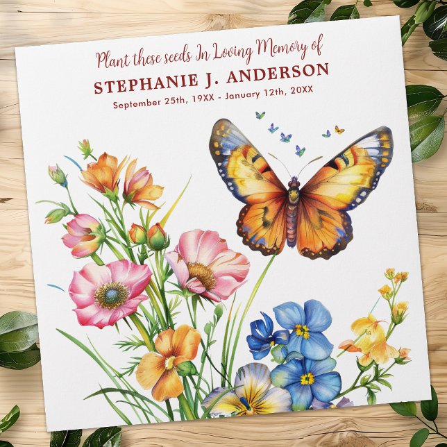 Funeral Seed Packet Wildflowers Butterfly Memorial Envelope (Creator Uploaded)