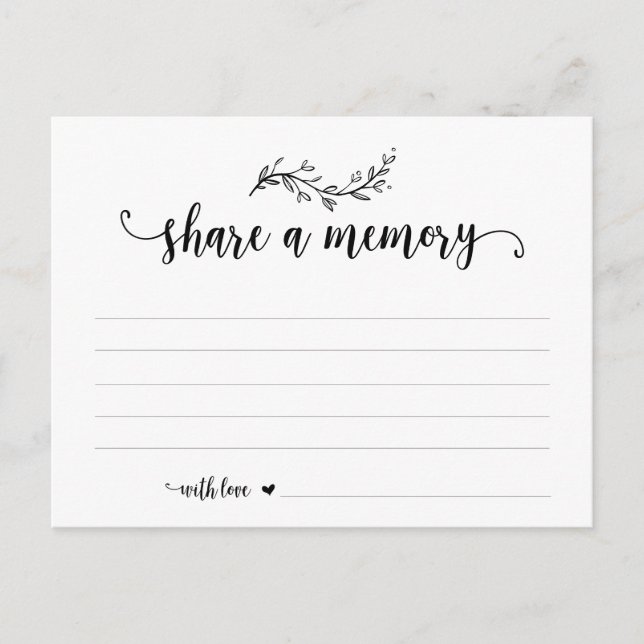 Funeral Service, Black font, Share a memory card (Front)