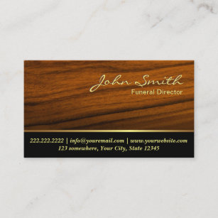 Funeral Service Elegant Wood Background Business Card