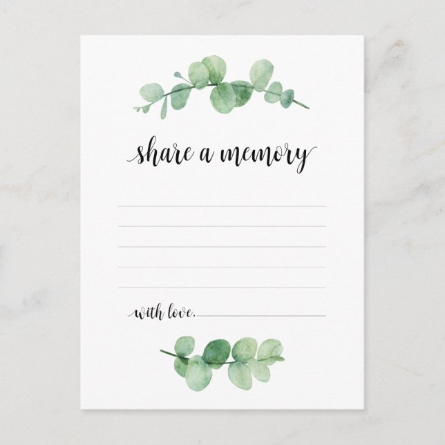 Funeral Service, Eucalyptus, Share a memory Card (Front)