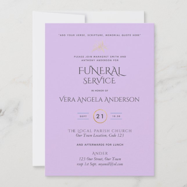 Funeral Service Invite With Verse (Front)