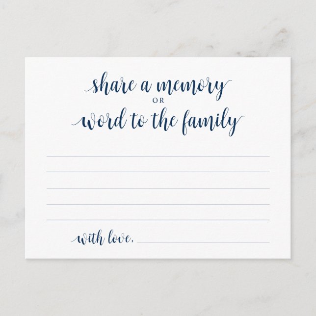 Funeral Service, Navy Blue, Share a memory Card (Front)