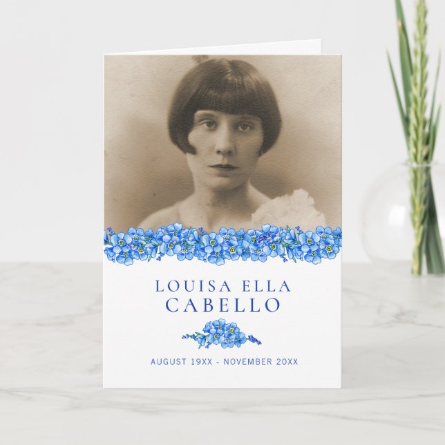 Funeral service program blue forget-me-nots photos (Front)