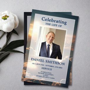 Funeral Service Program Celebration of Life Clouds Flyer