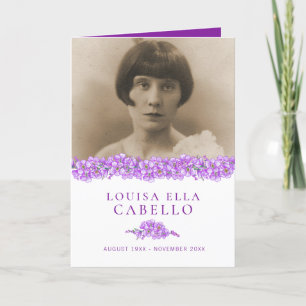 Funeral service program purple forget-me-nots