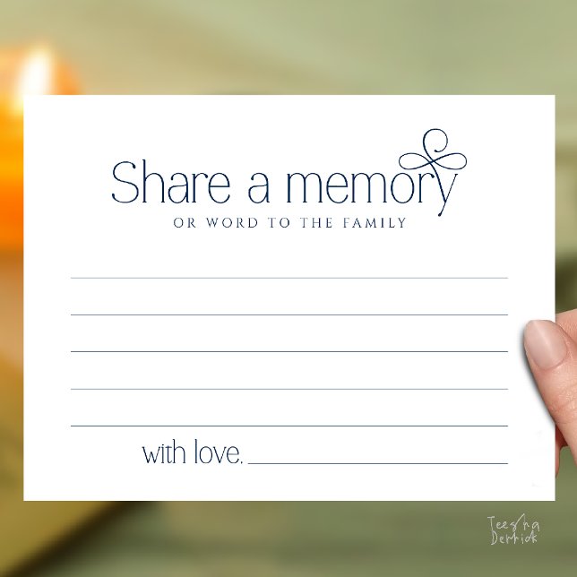 Funeral Service Share a memory Fairy Sympathy Card (Funeral Service Share a memory Fairy love Sympathy Card or word to the family in Navy Blue)